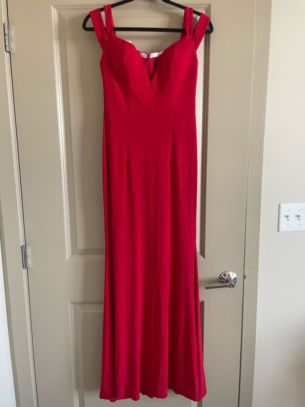 NWOT Xscape Red V-Neck Maxi Dress with Double Straps